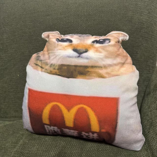 Tole’s Hashbrown Hilarity: Crafting Meme Magic into a Custom Cat Pillow