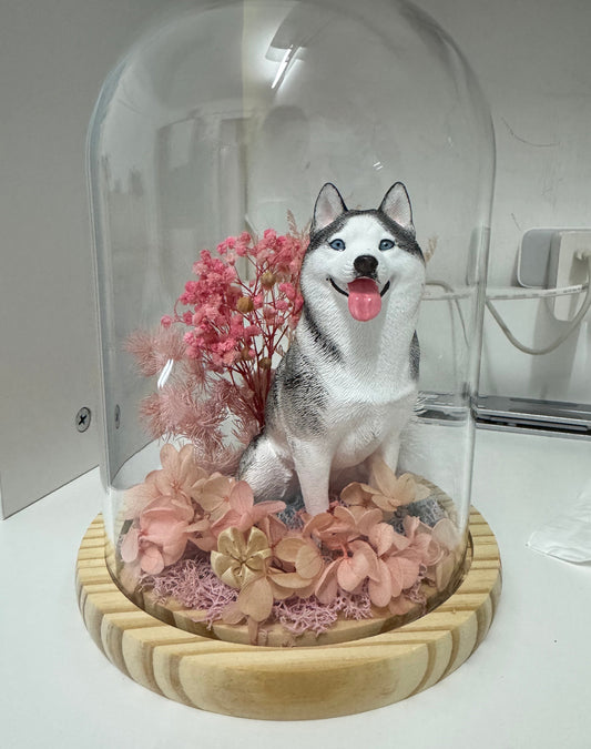 Sharney’s Garden: Custom Husky Dog Sculpture That Blooms with Love