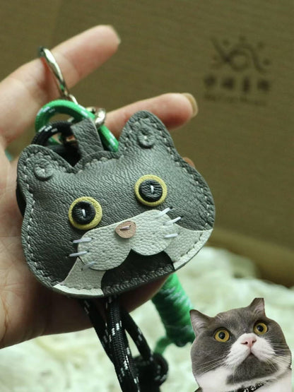 Custom Cat Leather Keychains