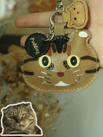 Custom Cat Leather Keychains