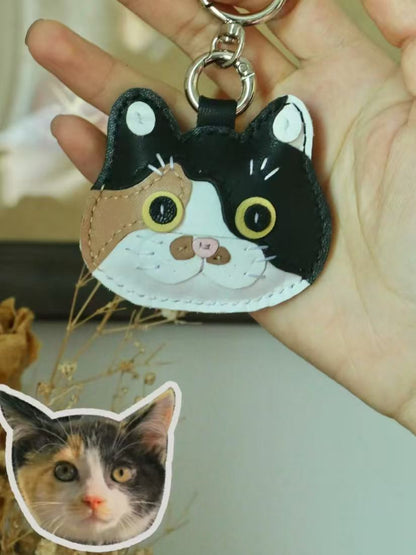 Custom Cat Leather Keychains