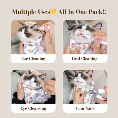 calm cat wrap, Calm & Cozy Cat Wrap, Self-Adherent Soft Cat Blanket to Wrap, Nail Clipping, Anti-Bite, Anti-Scratch, Anti-Escape Calming Wrap