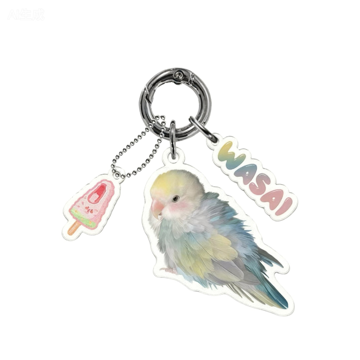 Custom acrylic pet portrait keychain hand-painted from pet photo – personalized cat and dog illustration gift